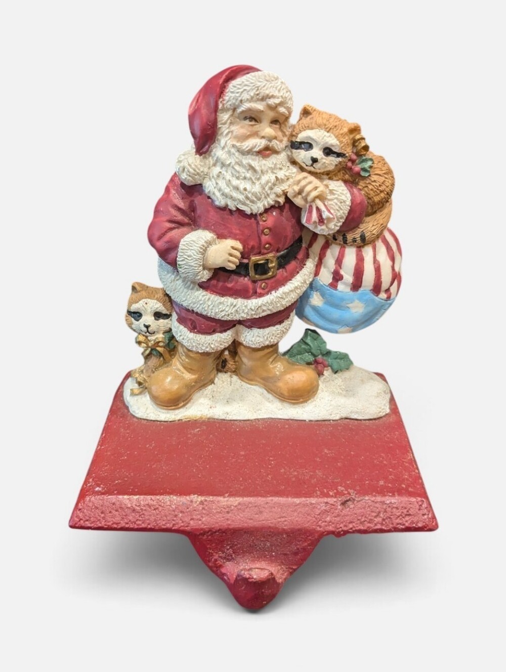 Trim A Home Santa Claus Cast Iron Resin Christmas Stocking Holder Vintage 1990's